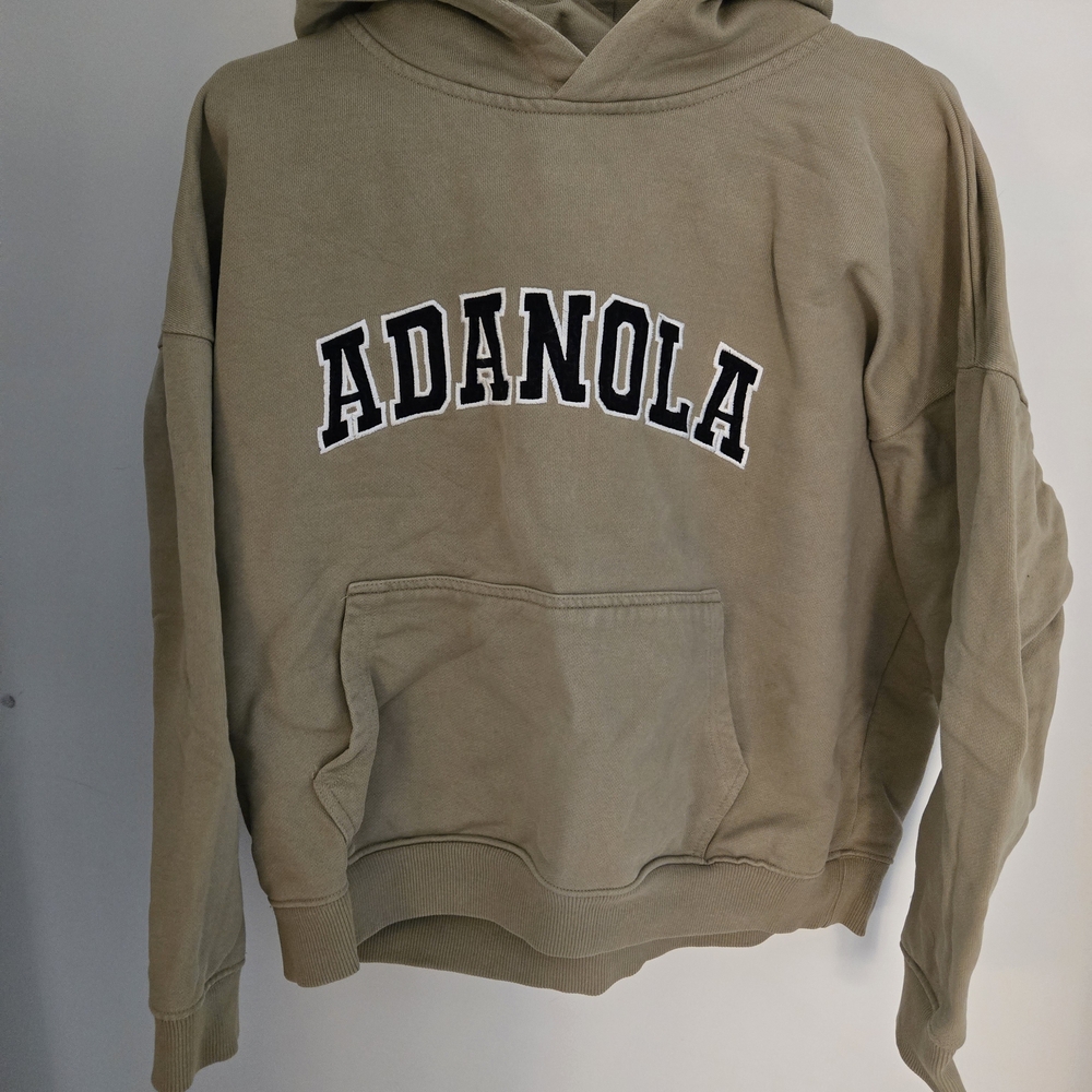 Adanola Men's Khaki Crewneck Hoodie with Black Lettering